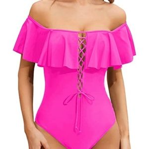 NWT Hot pink Temp me one piece bathing suit. Size large